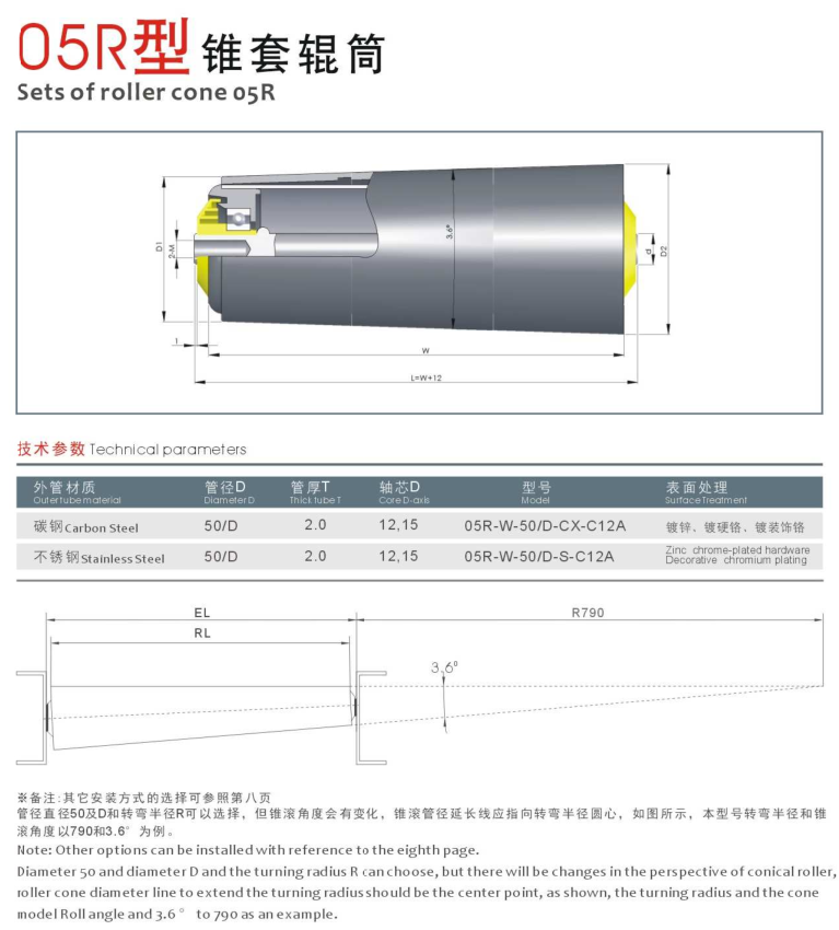 無動(dòng)力錐套輥筒